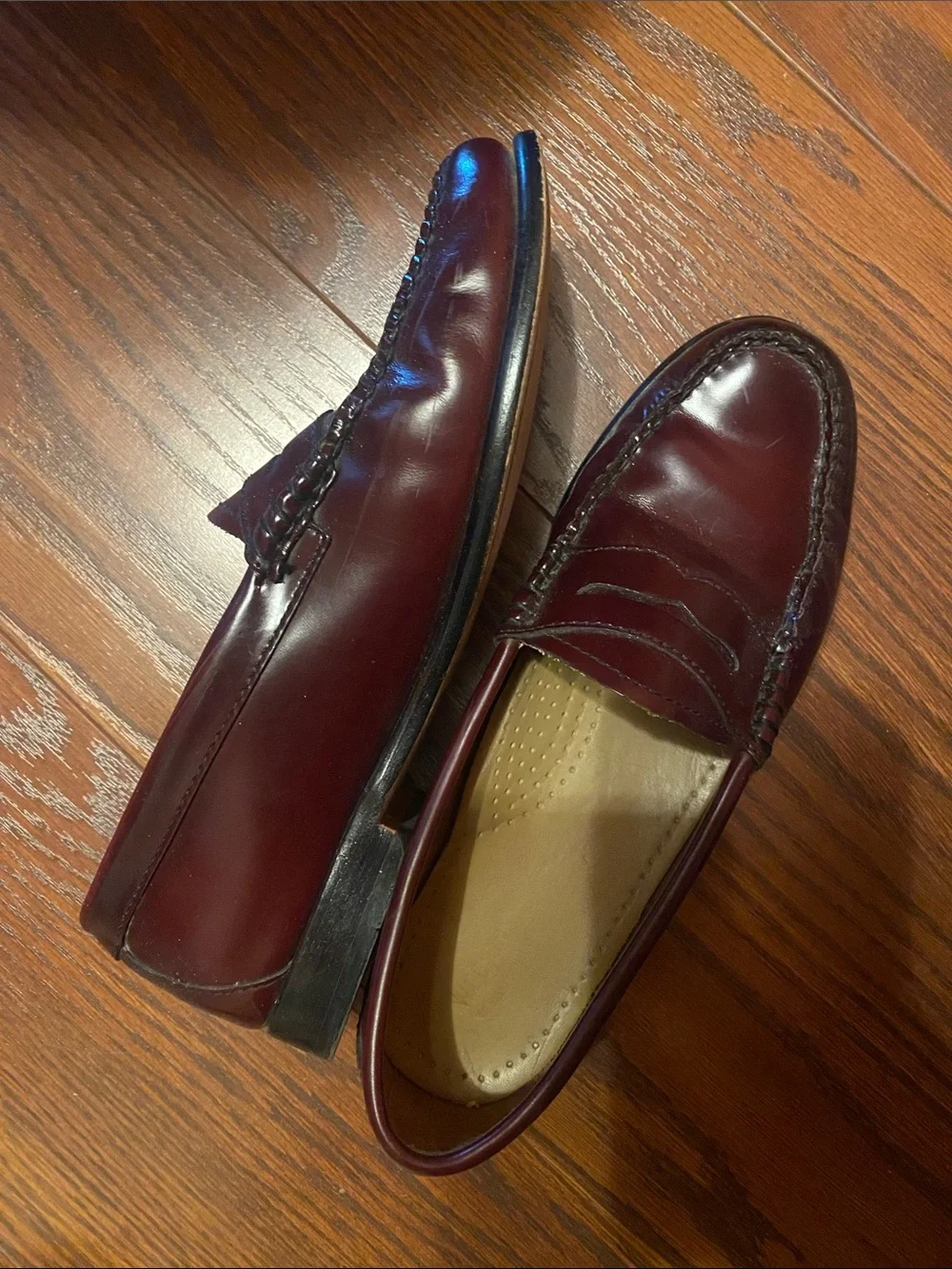 Leather Penny Loafers in Burgundy